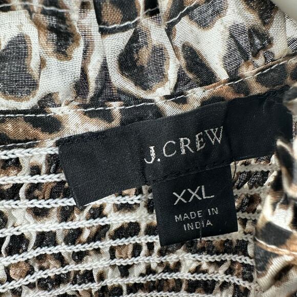 Re-Imagined by J. Crew Size XXL Long Sleeve Ruffle Neck Top‎ Leopard Print Brown - Picture 3 of 5